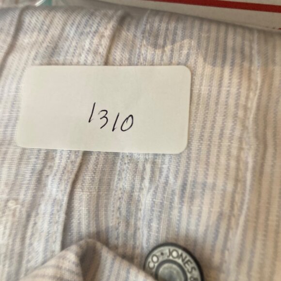 Womens Jones & Co Striped Linen Jacket White Blue 1X Linen Pockets - Picture 10 of 10